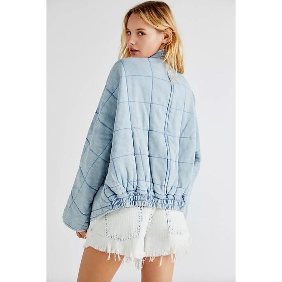 Free People Dolman Quilted Knit Jacket Top Oversized Zip-up Slouchy M NEW 280744 - Picture 5 of 12